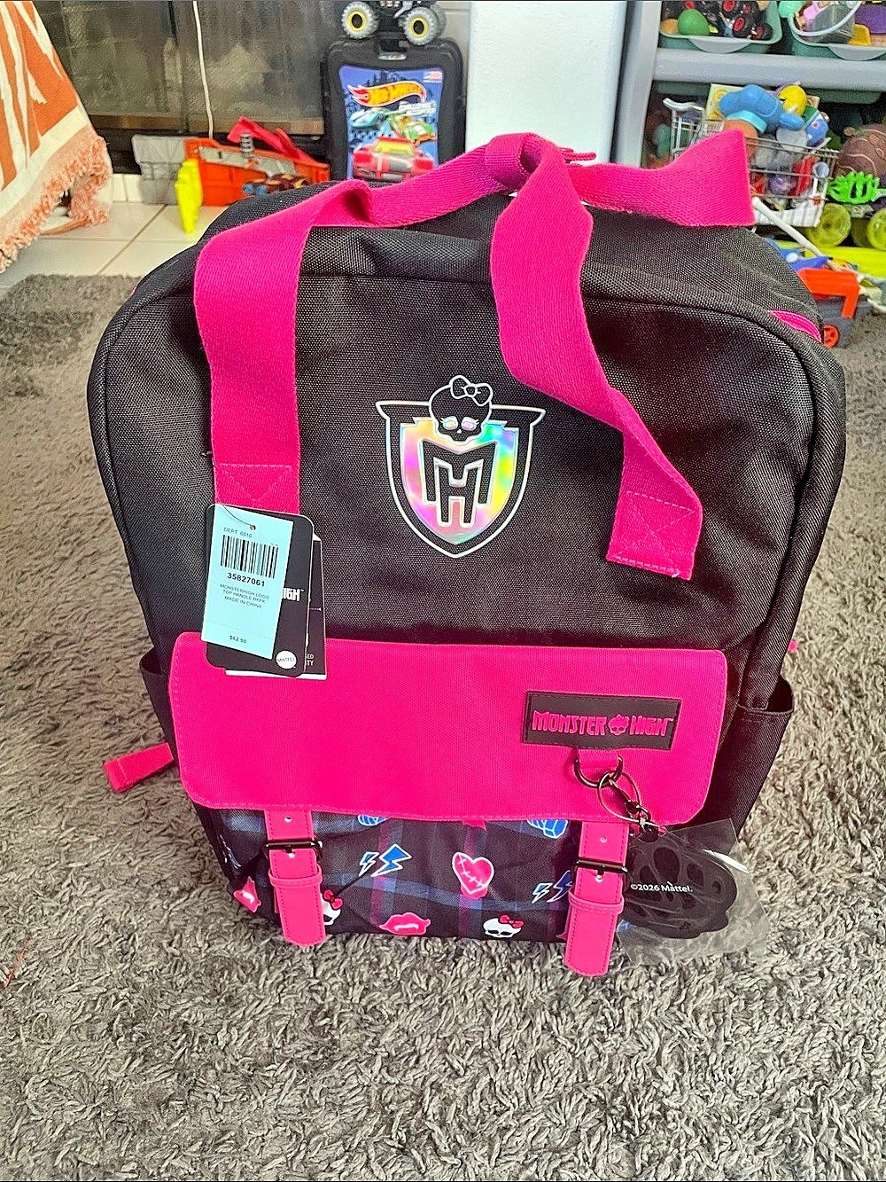 Monster High Logo Top Handle Backpack Pink & Black